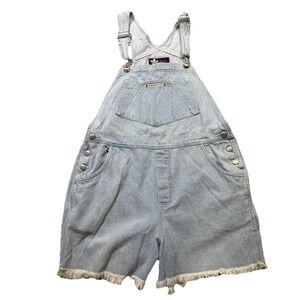 Vintage‎ Old Navy 90s Womens Bib Overalls Shorts Buttons Light Wash Western